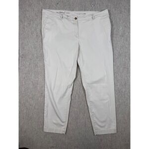k63.Talbots The Weekend Chino Pants  18W Stone Beige Straight Leg Stretch Cotton